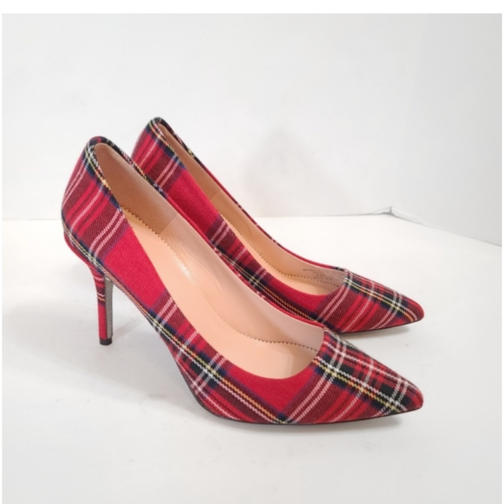 NEW J. Crew Elsie TARTAN Pumps Heels Red Holiday GINGHAM Tartan Plaid CHRISTMAS